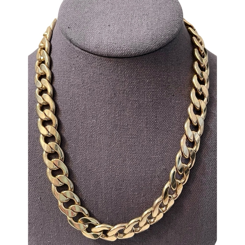 🎉HP! ❤️ Vintage Flat Cuban Chain Gold Tone Necklace